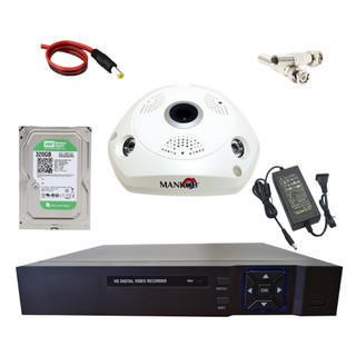 پکیج دوربین مداربسته AHD برد 2053hs و لنز 5مگاپیکسل چشم ماهی fisheye قابلیت دید 360درجه وارم لایت