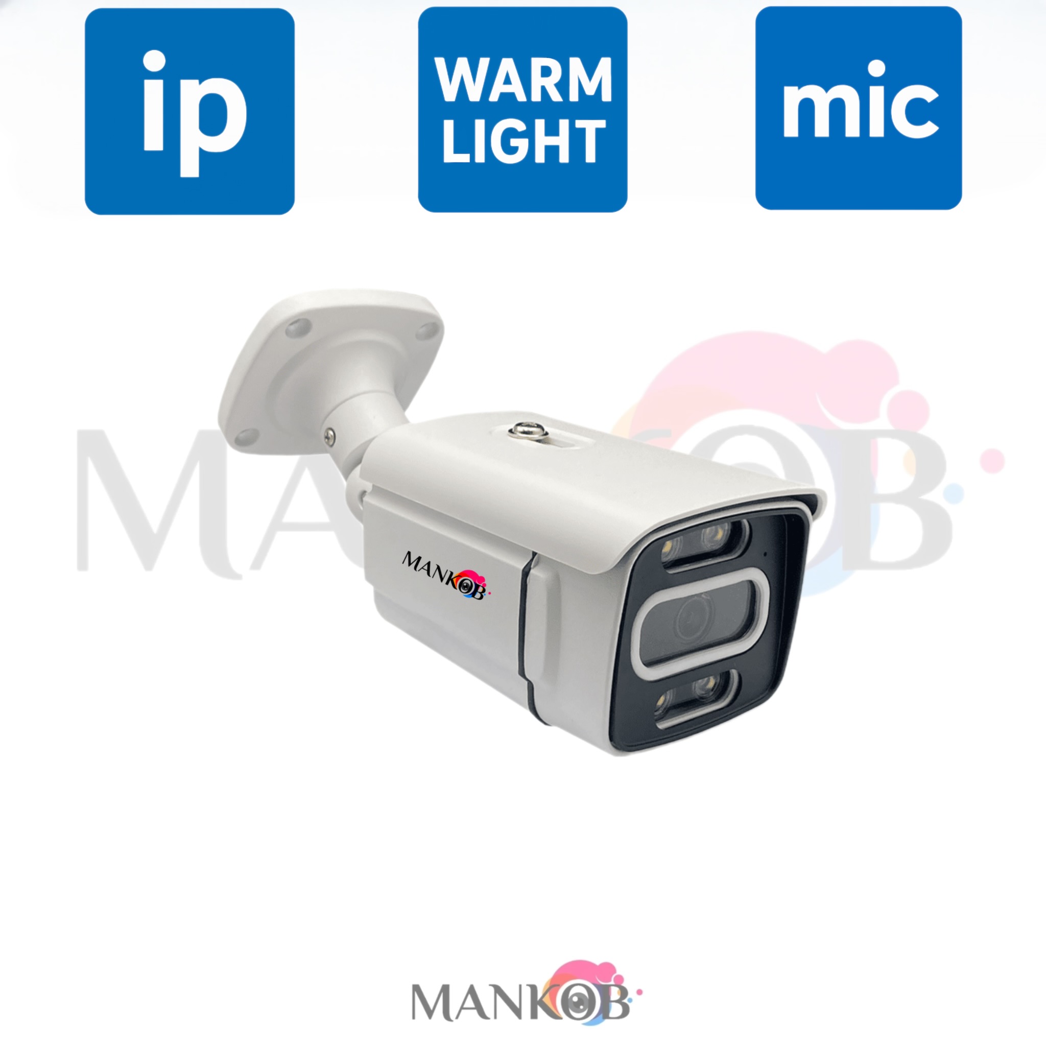 دوربین مداربسته بولت ip تحت شبکه ۴مگاپیکسل  برد h43  با لنز 5مگاپیکسل 3.6 میلی متردید در شب رنگی وارم لایت میکروفندار کیس فلزی ضد آب