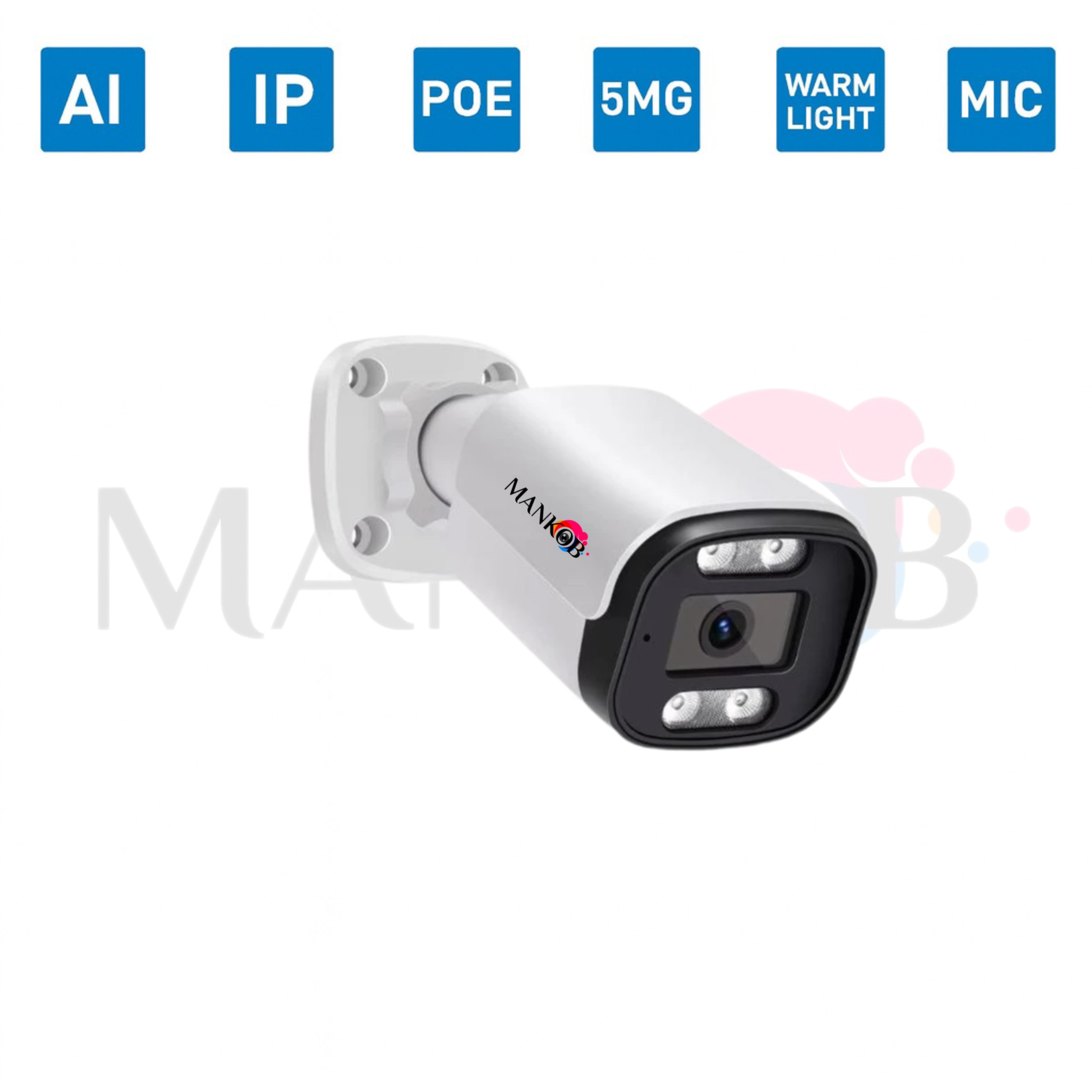 دوربین مداربسته 5مگاپیکسل ip هوشمند poe با برد h4p کمپانی ریوژن لنز 5مگاپیکسل ytot میکروفندار دید در شب رنگی کیس فلزی